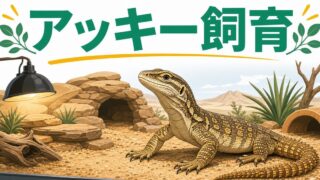 アッキーモニター（スパイニーテールモニター）飼育完全ガイド！砂漠の小型オオトカゲの飼い方の要点を伝えるカメレオン・爬虫類記事アイキャッチ画像