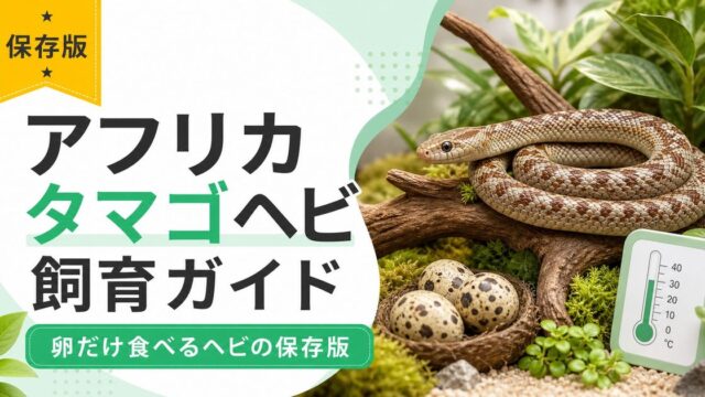 アフリカタマゴヘビ（ダシペルティス属）飼育完全ガイド｜卵だけ食べるヘビの特徴・飼い方の要点を伝えるカメレオン・爬虫類記事アイキャッチ画像