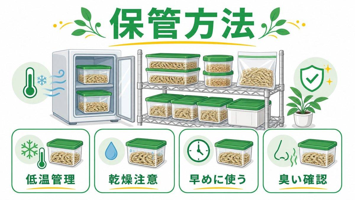 保管方法と注意点の要点をまとめたカメレオン・爬虫類飼育インフォグラフィック