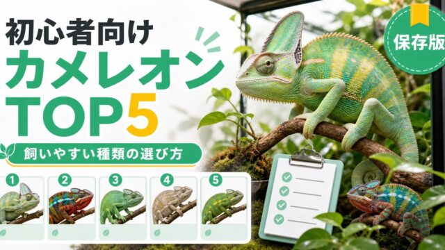 カメレオン種類ランキング初心者向けTOP5！飼いやすい種の選び方と比較の要点を伝えるカメレオン・爬虫類記事アイキャッチ画像