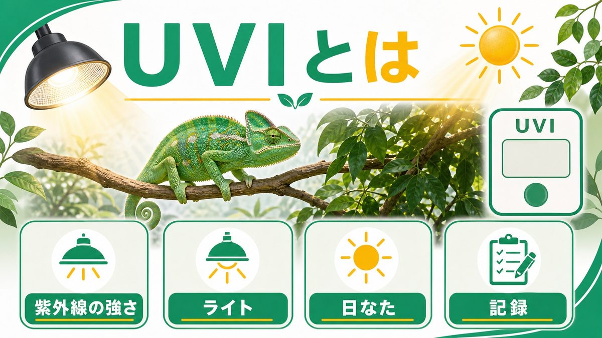 ☀️ UVI（紫外線指数）とは何かの要点をまとめたカメレオン・爬虫類飼育インフォグラフィック