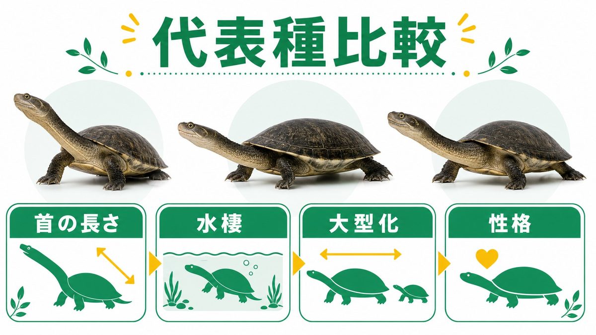代表種の紹介と比較の要点をまとめたカメレオン・爬虫類飼育インフォグラフィック