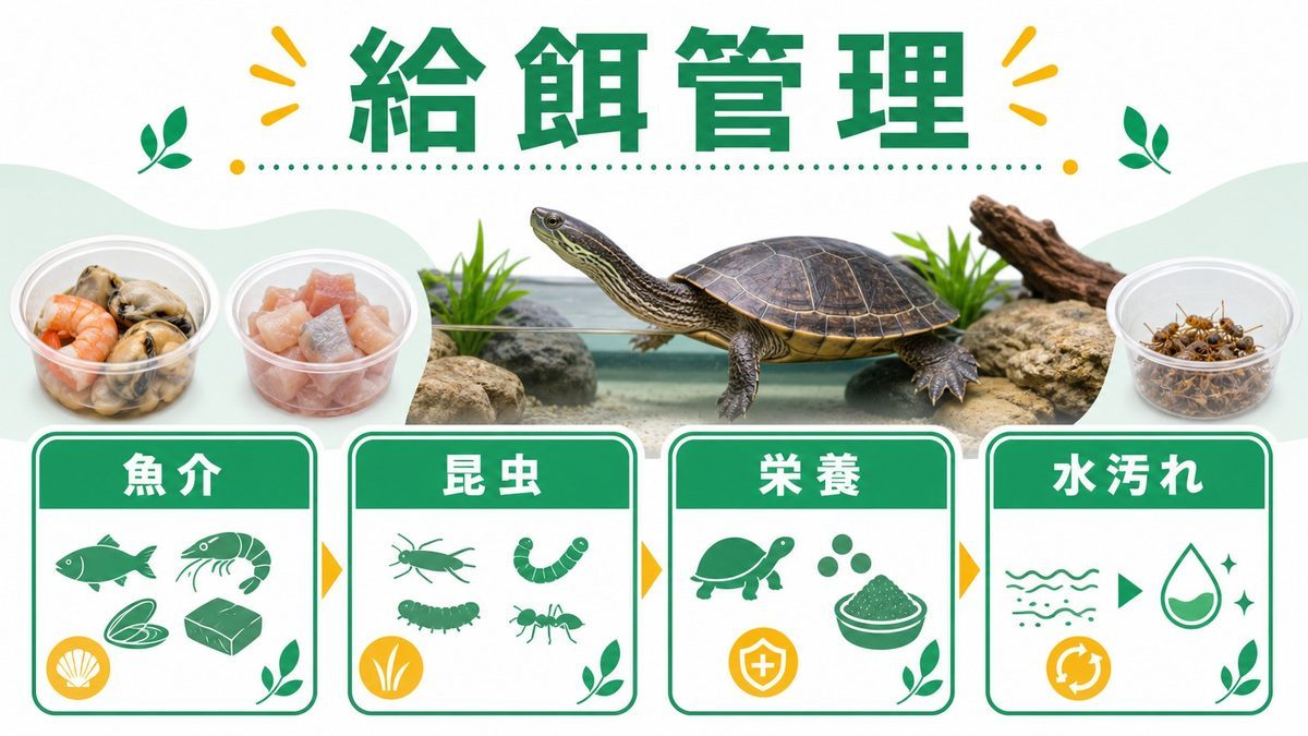 給餌と栄養管理の要点をまとめたカメレオン・爬虫類飼育インフォグラフィック