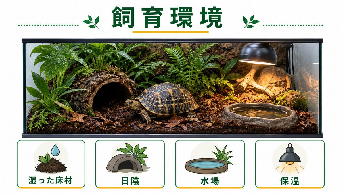 飼育環境の整え方の要点をまとめたカメレオン・爬虫類飼育インフォグラフィック