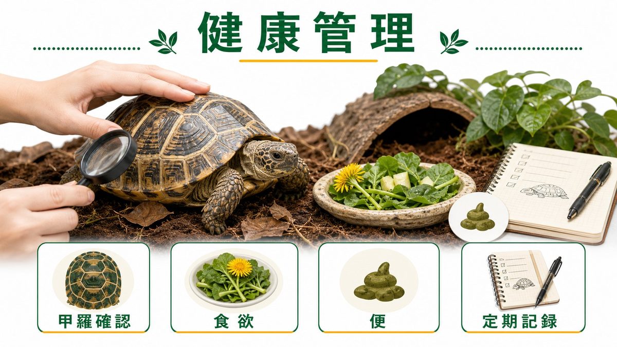 注意点・健康管理の要点をまとめたカメレオン・爬虫類飼育インフォグラフィック