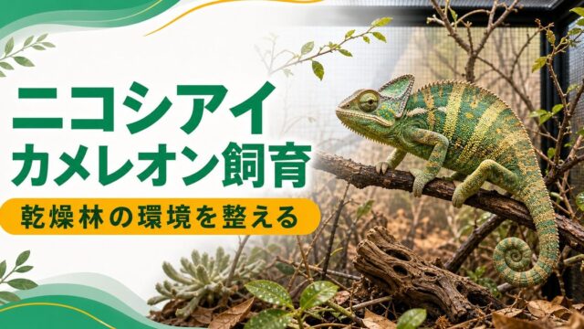 【ニコシアイカメレオン】Furcifer nicosiai の特徴・生態・飼育方法を徹底解説！マダガスカル南西部の希少乾燥系カメレオンの要点を伝えるカメレオン・爬虫類記事アイキャッチ画像