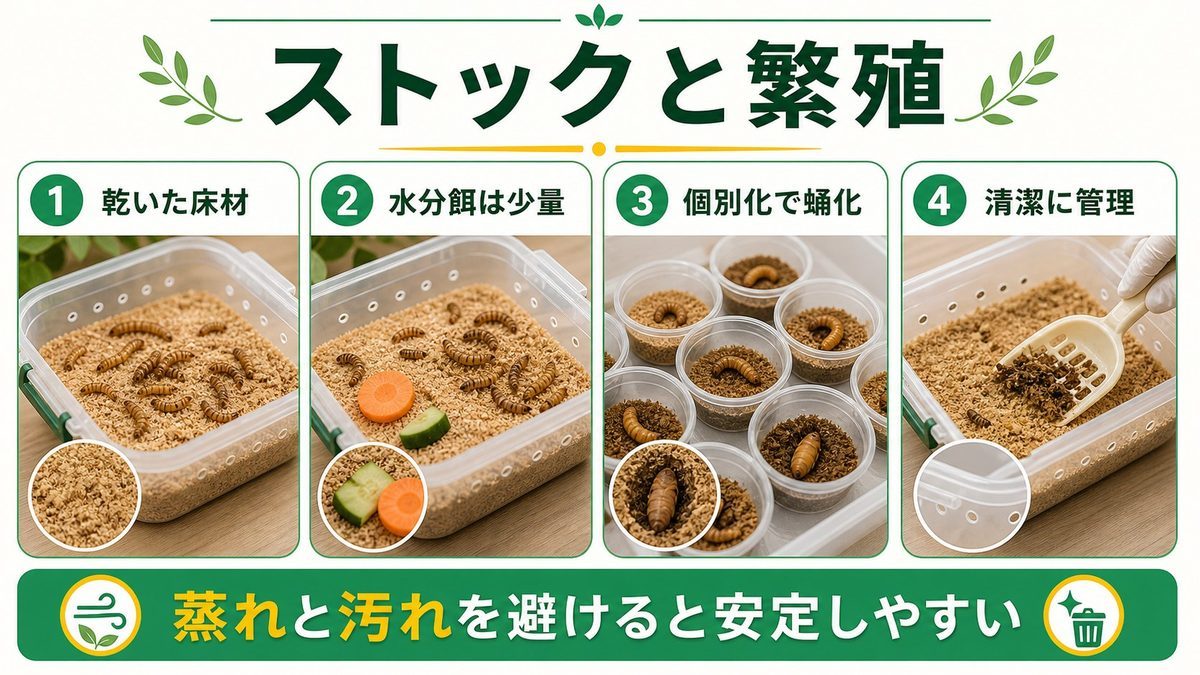 ジャイミルの飼育・繁殖方法|サナギ化のコツの要点をまとめたカメレオン・爬虫類飼育インフォグラフィック