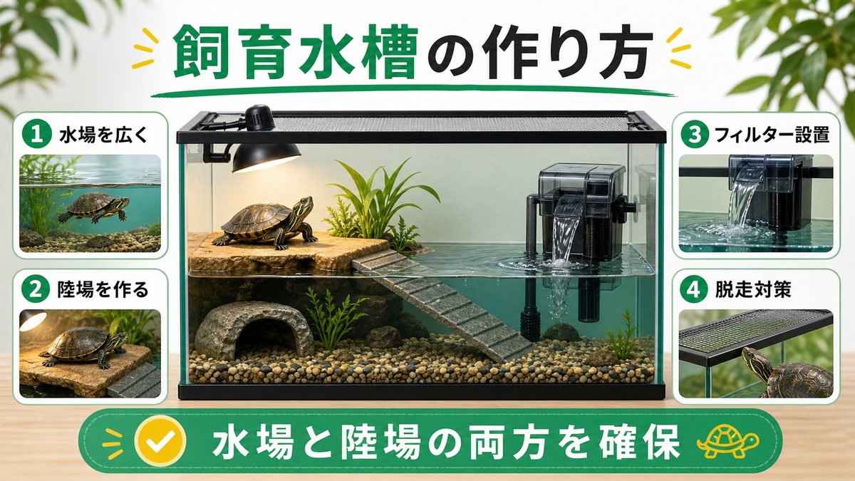 飼育水槽の選び方と環境づくりの要点をまとめたカメレオン・爬虫類飼育インフォグラフィック
