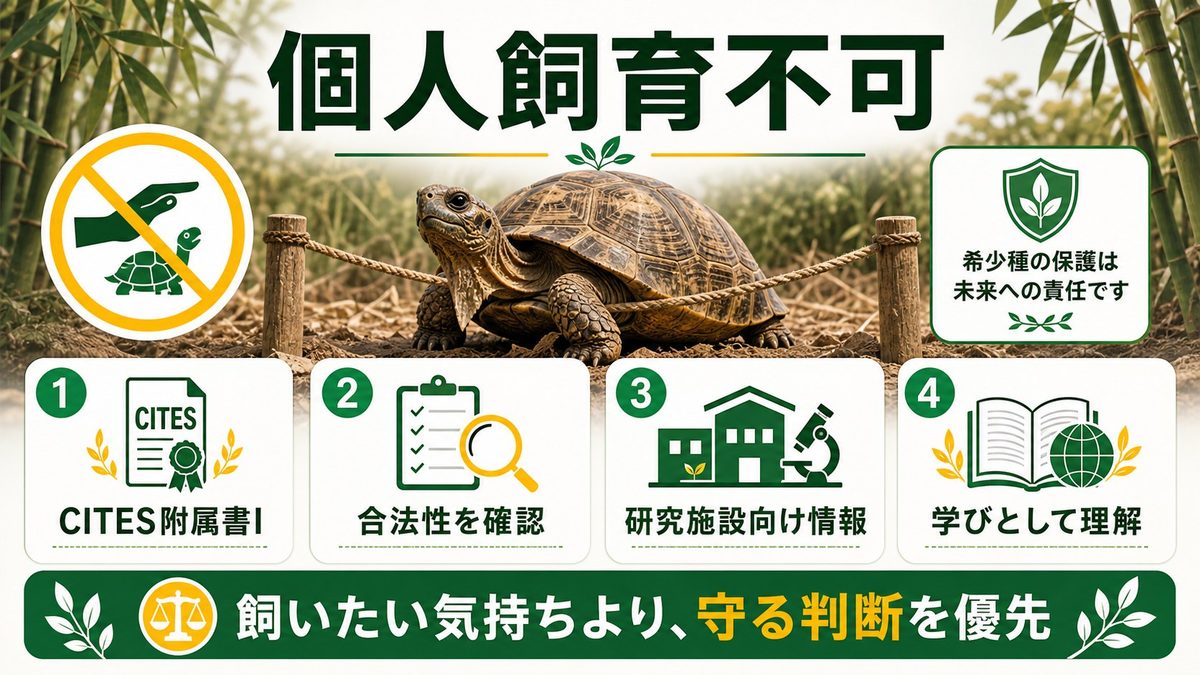 飼育情報(学術・保護施設用、※個人飼育不可を強調)の要点をまとめたカメレオン・爬虫類飼育インフォグラフィック