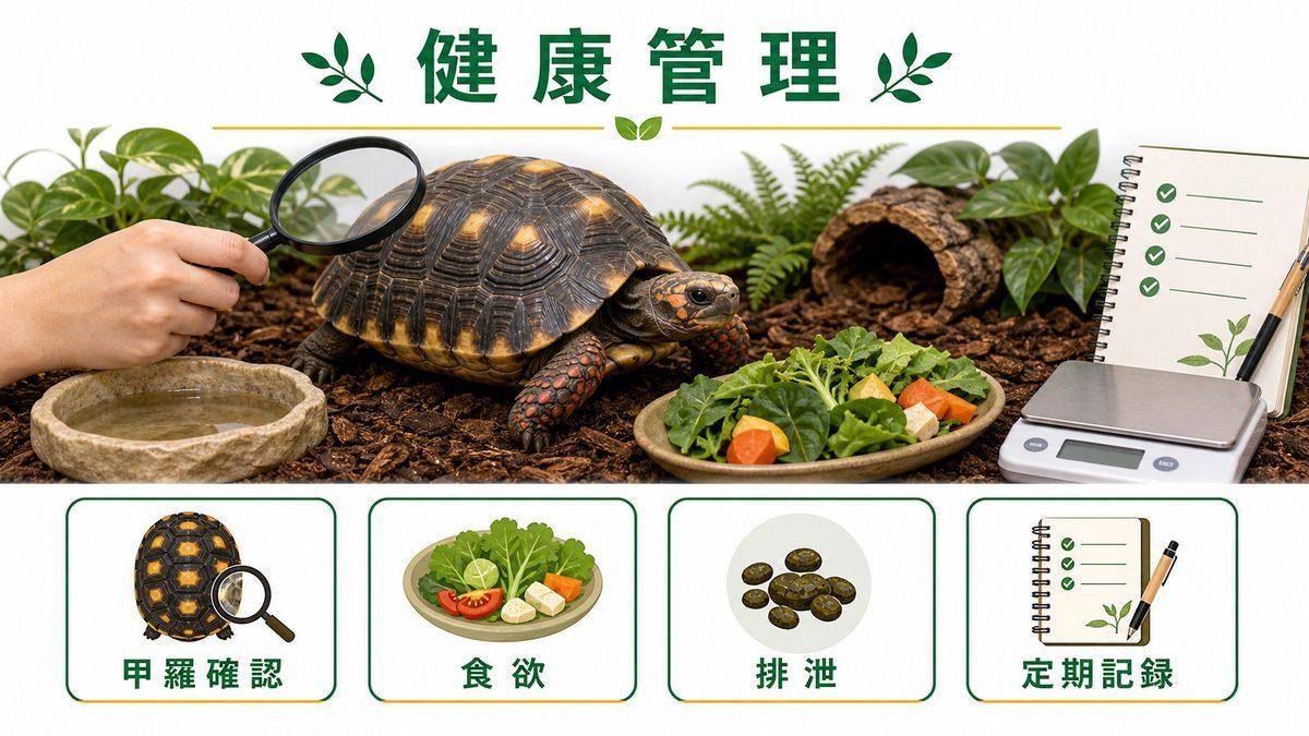 ⚠️ 注意点・健康管理の要点をまとめたカメレオン・爬虫類飼育インフォグラフィック