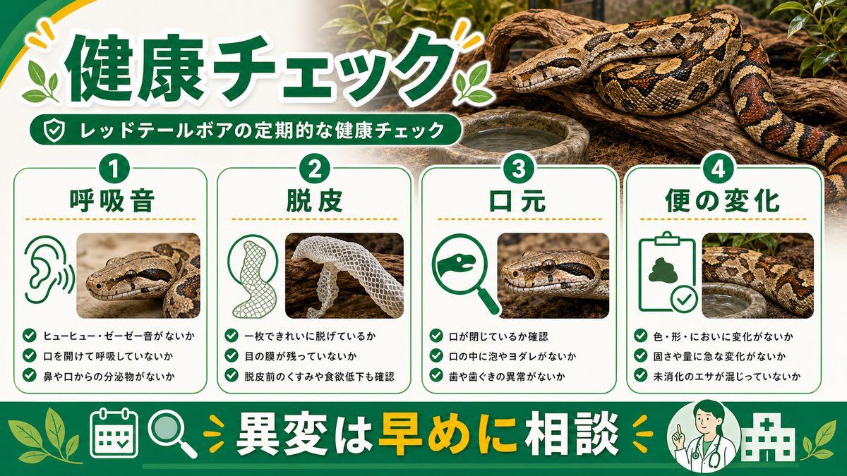 健康管理・よくある病気とトラブルの要点をまとめたカメレオン・爬虫類飼育インフォグラフィック
