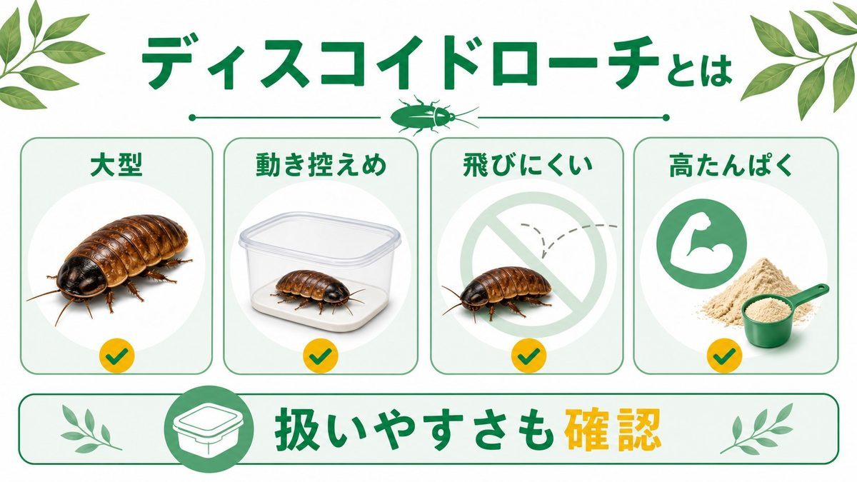 ディスコイドローチとは？基本データと特徴の要点をまとめたカメレオン・爬虫類飼育インフォグラフィック