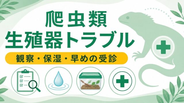 爬虫類のヘミペニス・生殖器疾患完全ガイド！脱出・感染・腫瘍の原因・治療・予防を徹底解説の要点を伝えるカメレオン・爬虫類記事アイキャッチ画像