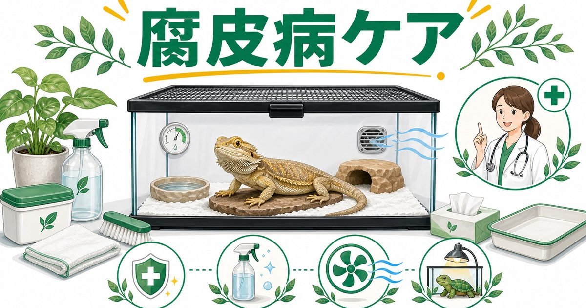 爬虫類のスケールロット（腐皮病）完全ガイド！原因・症状・応急処置・再発予防の要点を伝えるカメレオン・爬虫類記事アイキャッチ画像