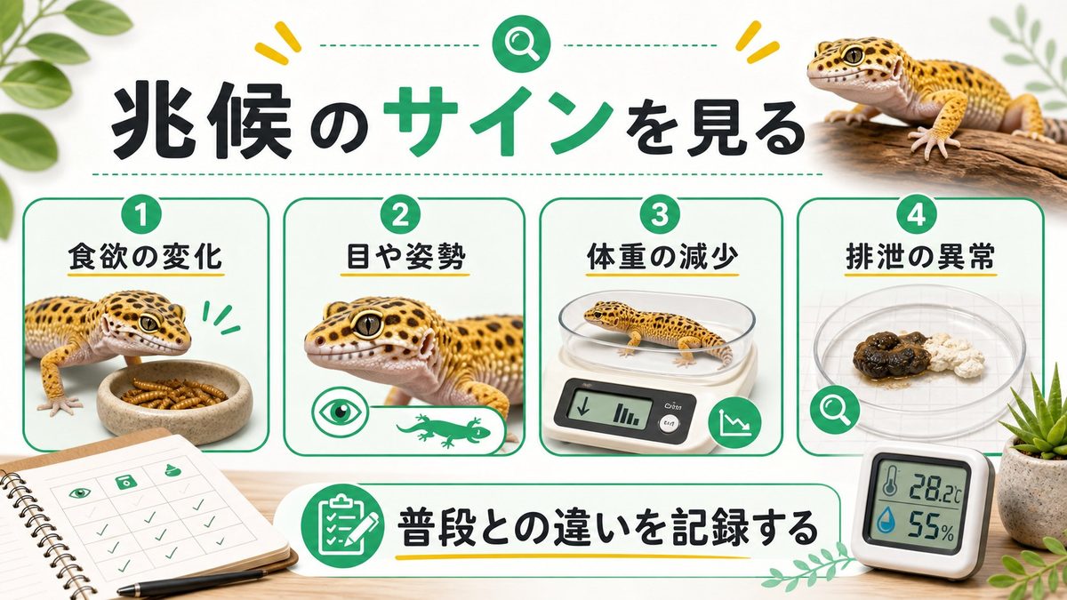 爬虫類が突然死する理由と兆候のサインの要点をまとめたカメレオン・爬虫類飼育インフォグラフィック