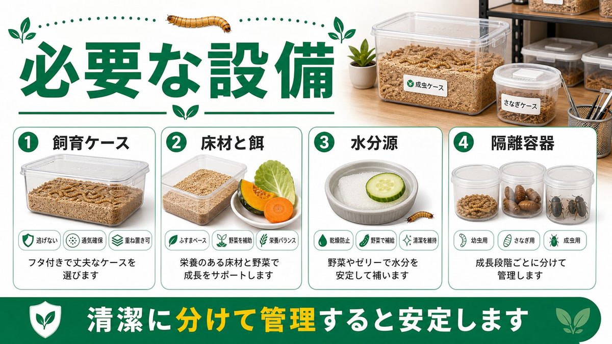 🔧 繁殖に必要な設備・材料の要点をまとめたカメレオン・爬虫類飼育インフォグラフィック