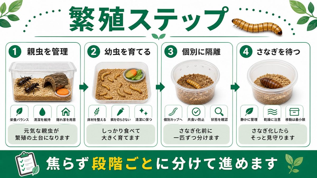 📋 繁殖手順（完全ステップガイド）の要点をまとめたカメレオン・爬虫類飼育インフォグラフィック
