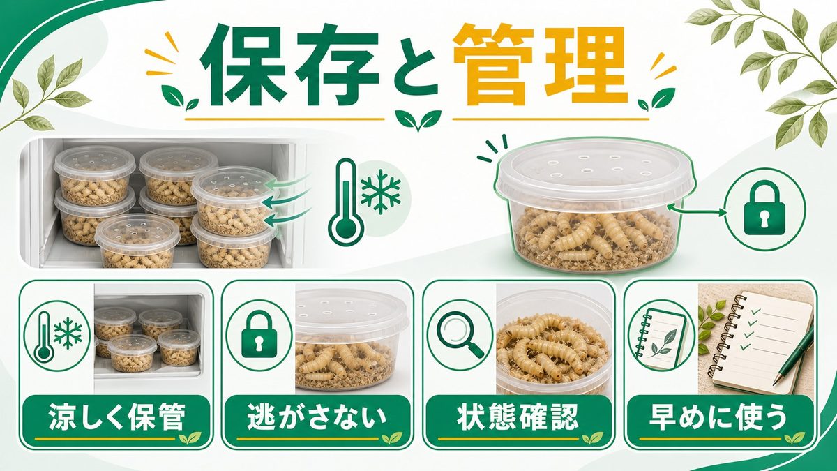 📦 保存方法と管理の要点をまとめたカメレオン・爬虫類飼育インフォグラフィック