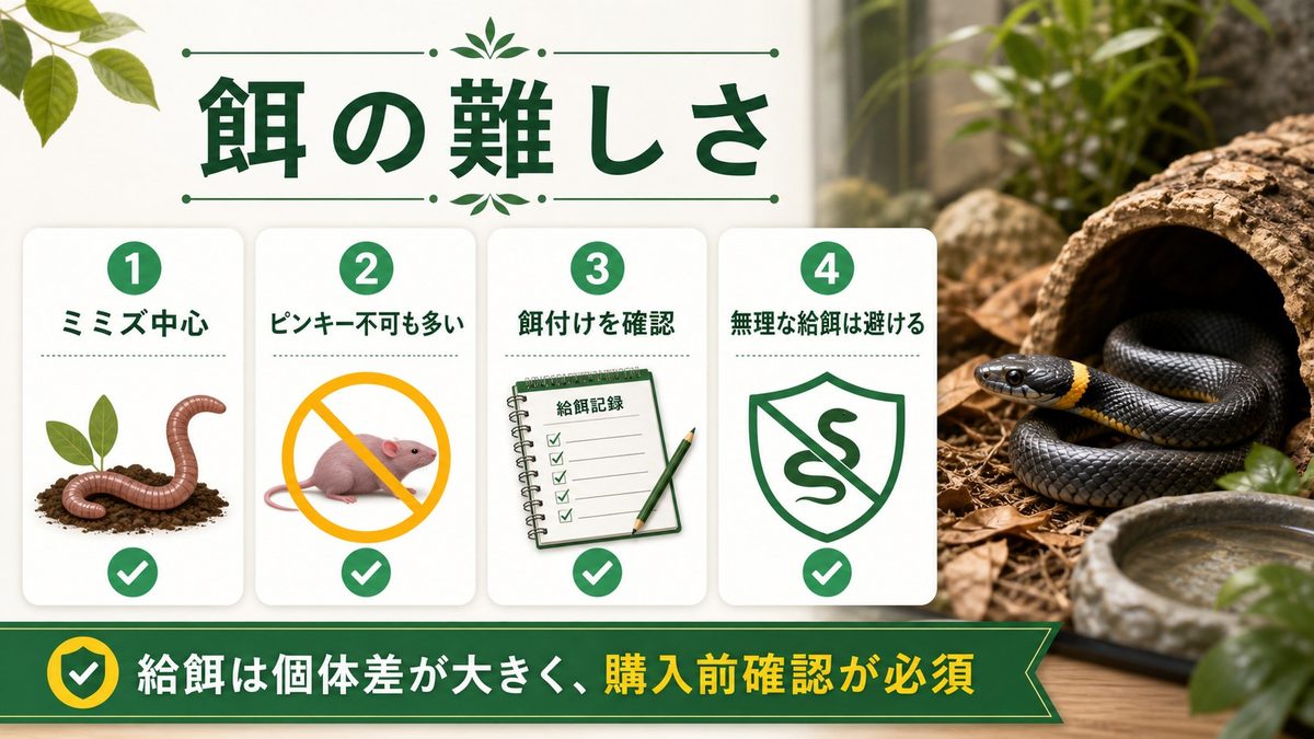 餌と給餌の要点をまとめたカメレオン・爬虫類飼育インフォグラフィック