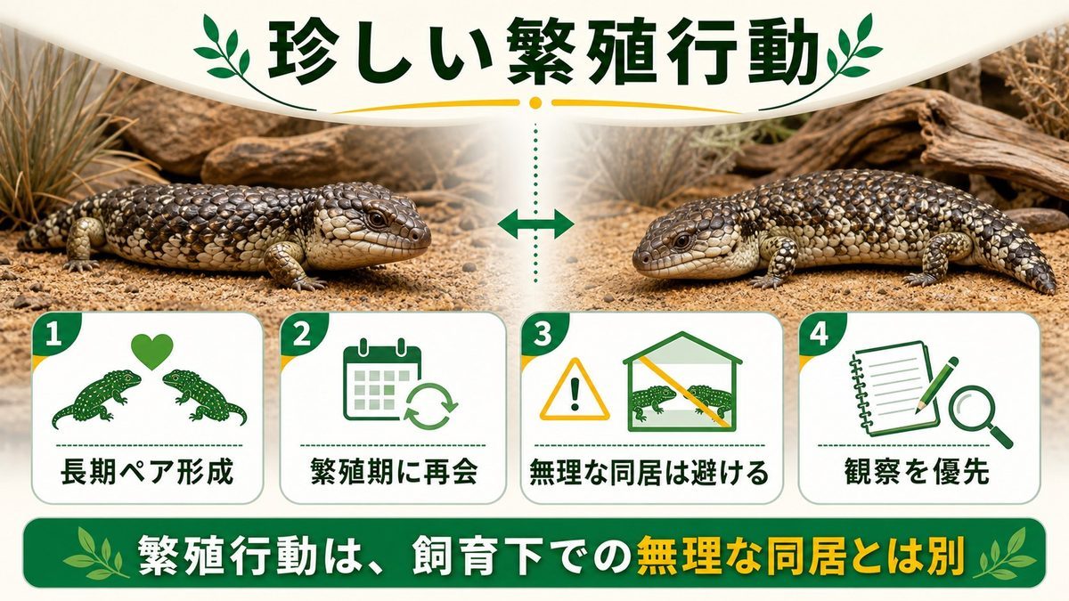 一夫一妻制という珍しい繁殖行動の要点をまとめたカメレオン・爬虫類飼育インフォグラフィック