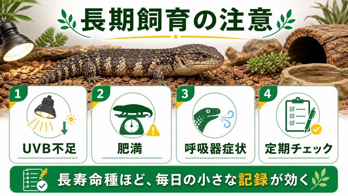 健康管理と注意点の要点をまとめたカメレオン・爬虫類飼育インフォグラフィック