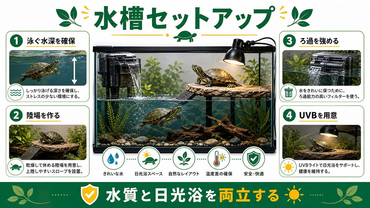 飼育環境のセットアップの要点をまとめたカメレオン・爬虫類飼育インフォグラフィック