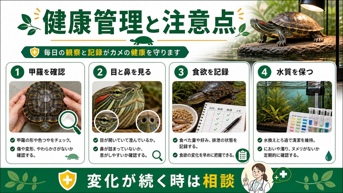 健康管理と注意点の要点をまとめたカメレオン・爬虫類飼育インフォグラフィック