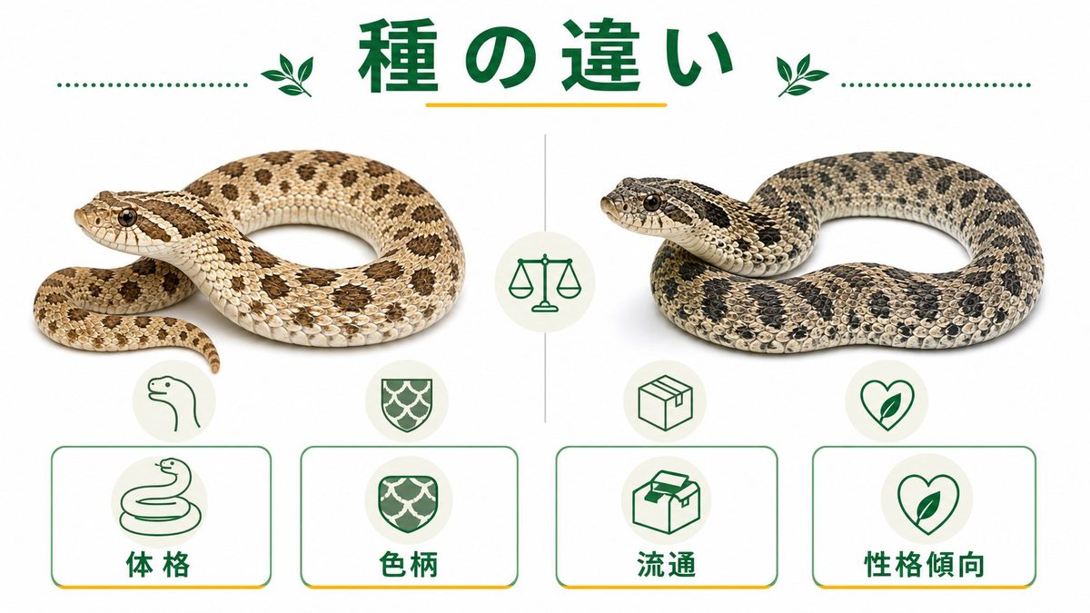 イースタンホグノーズとの違い・どちらを選ぶべきか？の要点をまとめたカメレオン・爬虫類飼育インフォグラフィック