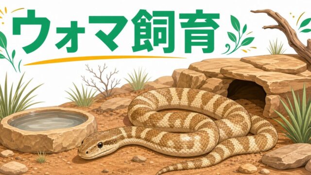 【ウォマパイソン】オーストラリア砂漠産ヘビの特徴・飼育方法・温度管理を徹底解説！の要点を伝えるカメレオン・爬虫類記事アイキャッチ画像