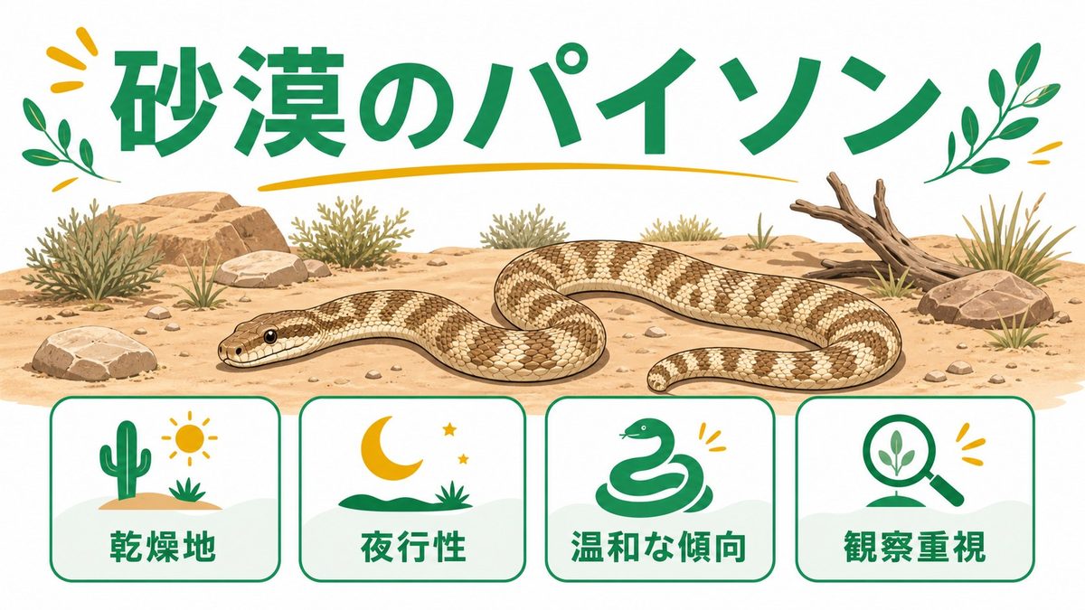 ウォーマパイソンとは？砂漠に生きるオーストラリアのパイソンの要点をまとめたカメレオン・爬虫類飼育インフォグラフィック