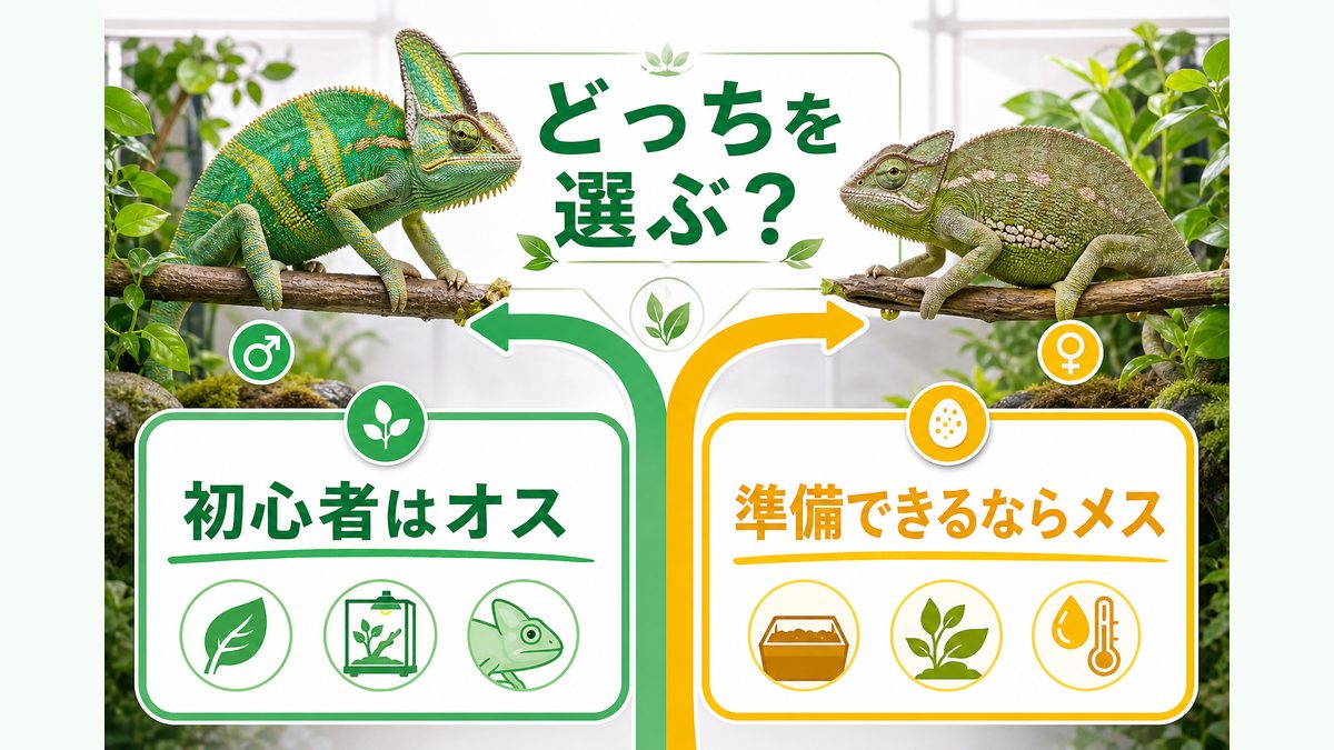 結局どっちを選ぶ？タイプ別おすすめの要点をまとめたカメレオン・爬虫類飼育インフォグラフィック