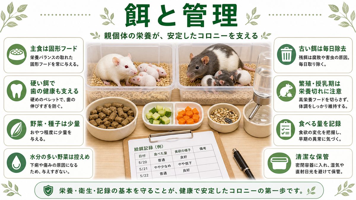 餌と管理の要点をまとめたカメレオン・爬虫類飼育インフォグラフィック