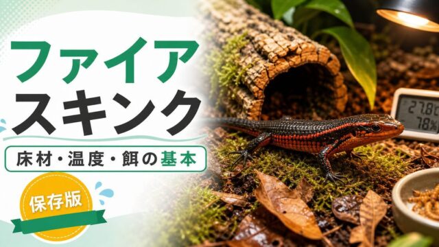 ファイアスキンク（Lepidothyris fernandi）飼育完全ガイド｜赤と黒が美しい中央アフリカの半地中性スキンクの特徴・飼育を徹底解説の要点を伝えるカメレオン・爬虫類記事アイキャッチ画像