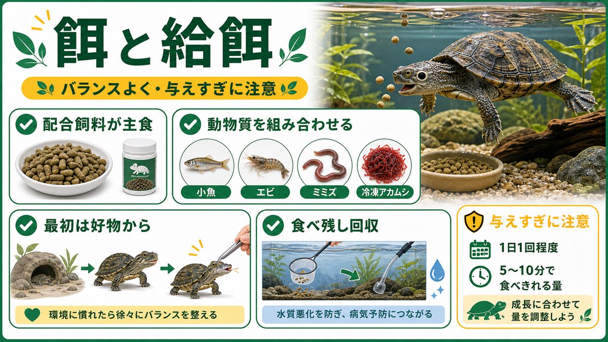 餌と給餌の要点をまとめたカメレオン・爬虫類飼育インフォグラフィック