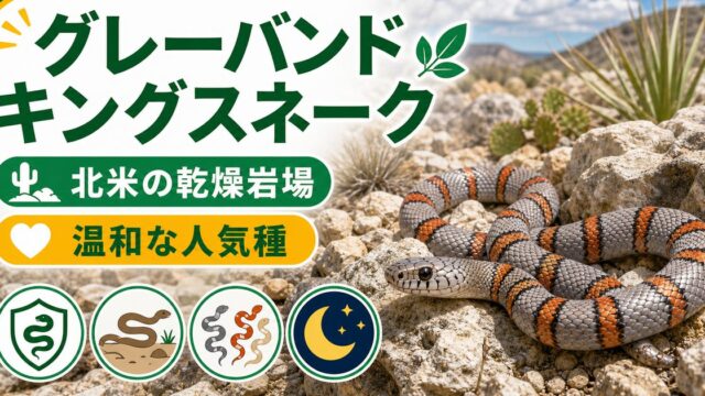 グレーバンドキングスネーク（Lampropeltis alterna）飼育完全ガイド｜モルフ豊富な北米の人気種の特徴・飼育・繁殖を徹底解説の要点を伝えるカメレオン・爬虫類記事アイキャッチ画像