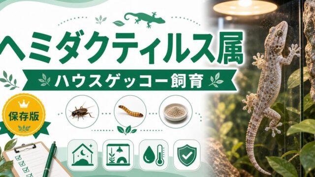 ヘミダクティルス属（Hemidactylus）完全ガイド｜ハウスゲッコー・ハミダクタイラスの種類・特徴・飼育法を属レベルで解説の要点を伝えるカメレオン・爬虫類記事アイキャッチ画像