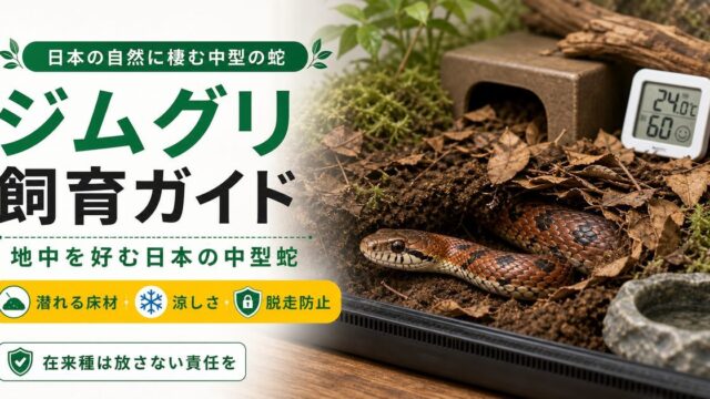 ジムグリ（Euprepiophis conspicillatus）飼育完全ガイド｜地中を好む日本の中型蛇の特徴・飼育の要点を伝えるカメレオン・爬虫類記事アイキャッチ画像
