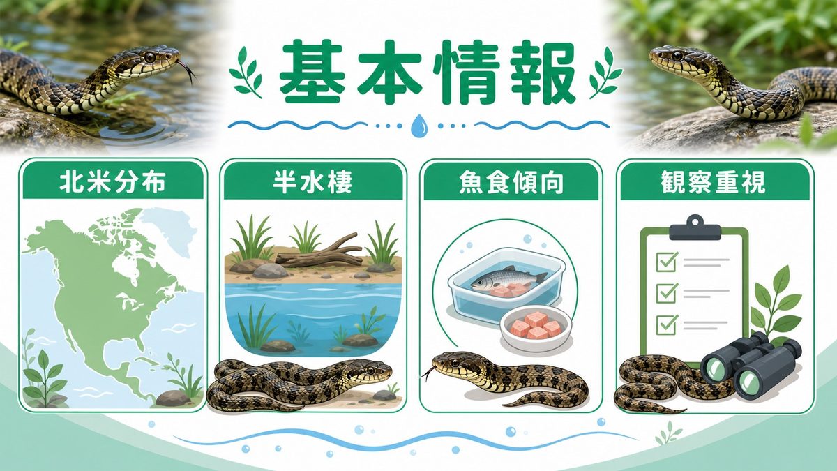 🌿 ネロディア属の基本情報：北米を流れる川の覇者の要点をまとめたカメレオン・爬虫類飼育インフォグラフィック