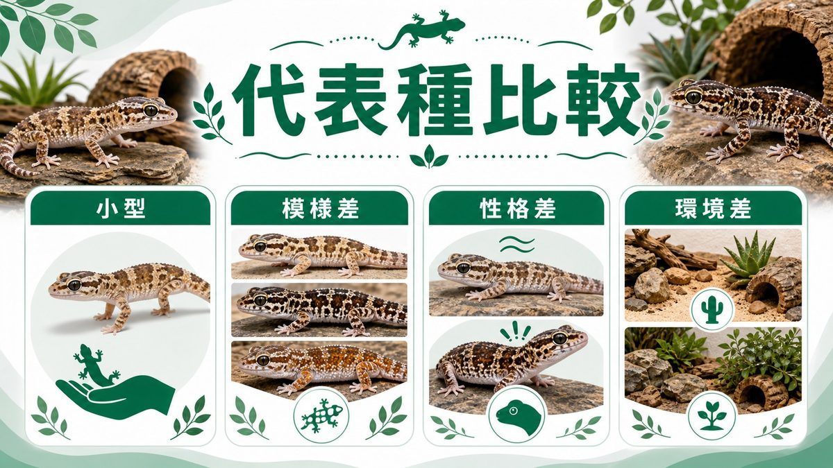 代表種の紹介と比較｜多彩なパロエドゥラ属の顔ぶれ🦎の要点をまとめたカメレオン・爬虫類飼育インフォグラフィック