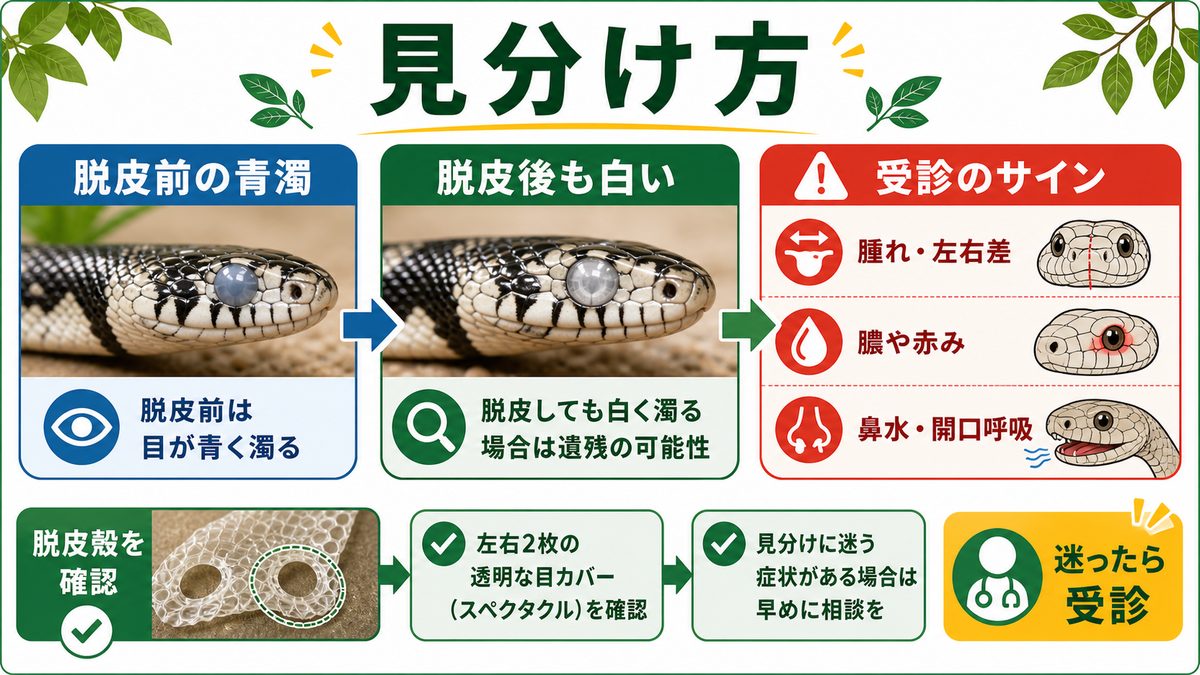 見分け方（感染・RIとの切り分け）の要点をまとめたカメレオン・爬虫類飼育インフォグラフィック