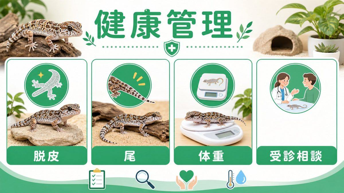 健康管理｜脱水・クル病・テールドロップ・感染症の予防と対処の要点をまとめたカメレオン・爬虫類飼育インフォグラフィック