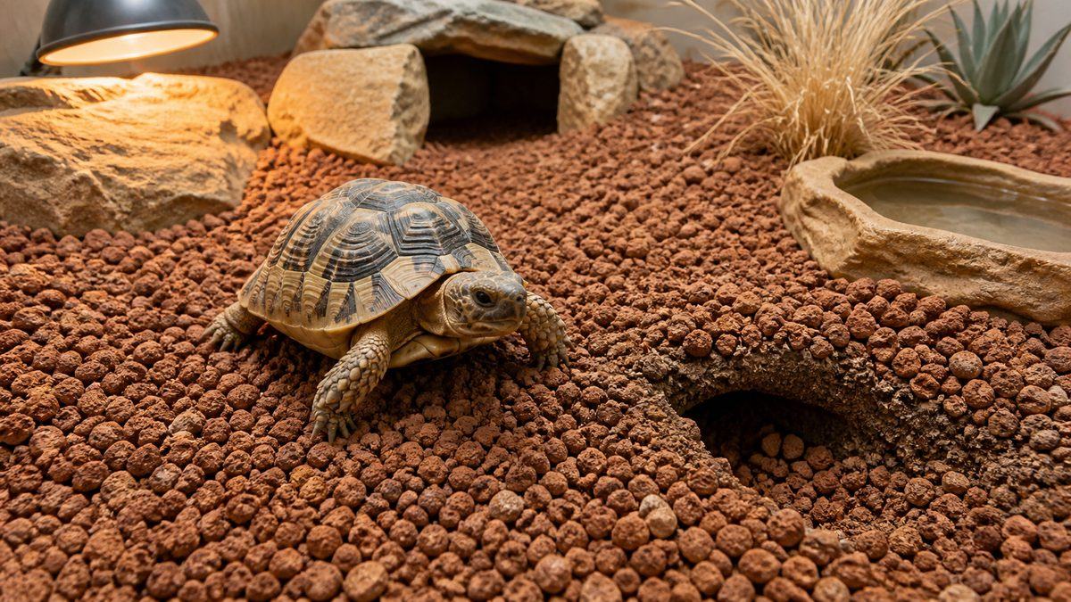 乾燥系〜中間に向く床材|赤玉土の要点をまとめたカメレオン・爬虫類飼育インフォグラフィック