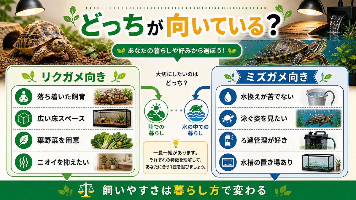 結局どっちが飼いやすい？タイプ別おすすめの要点をまとめたカメレオン・爬虫類飼育インフォグラフィック
