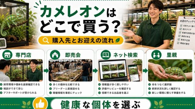 カメレオンの購入先とお迎えの流れをまとめたアイキャッチ