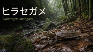 落ち葉の上にいるヒラセガメ（Geoemyda spengleri）のIMAGE2アイキャッチ