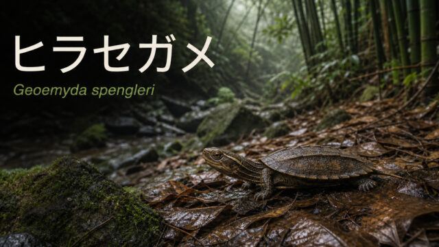 落ち葉の上にいるヒラセガメ（Geoemyda spengleri）のIMAGE2アイキャッチ