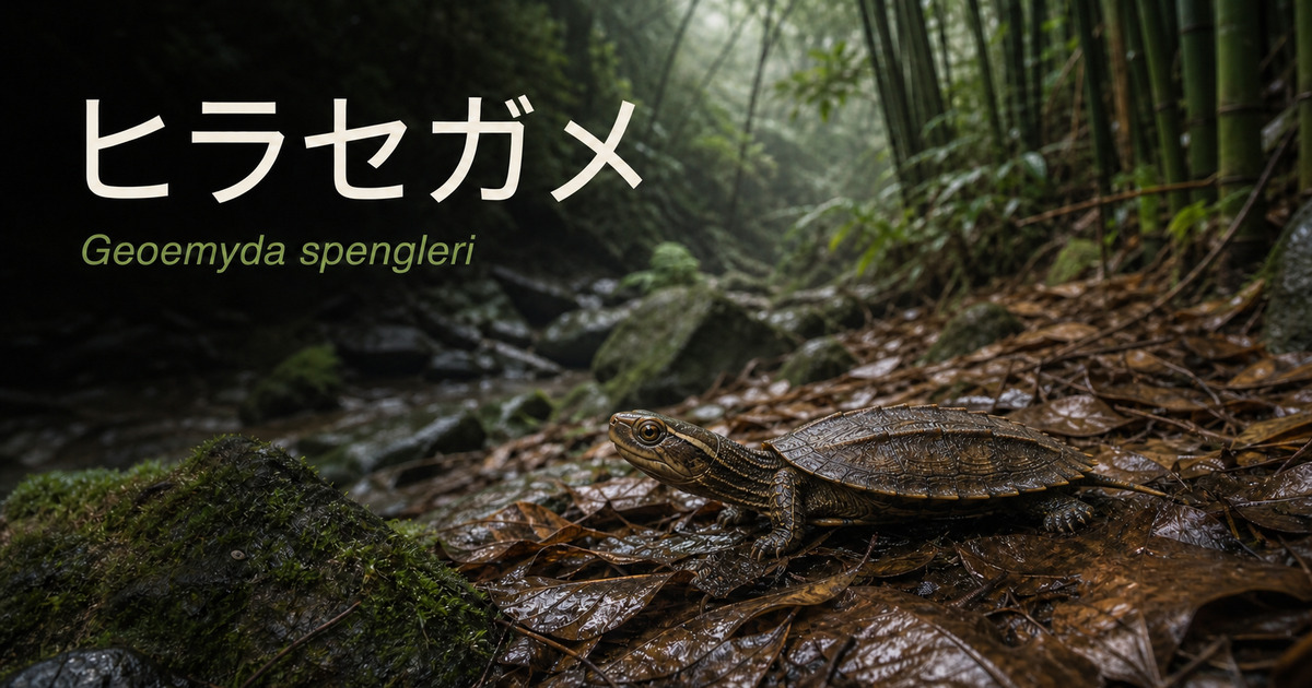 落ち葉の上にいるヒラセガメ（Geoemyda spengleri）のIMAGE2アイキャッチ