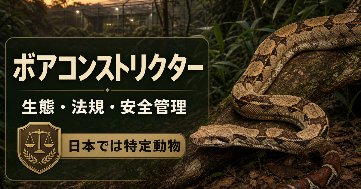 ボアコンストリクターの生態・法規・安全管理と日本での特定動物指定を示すIMAGE2アイキャッチ