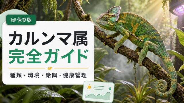 カルンマ属（Calumma）完全ガイド｜マダガスカル固有カメレオン属の種類・特徴・飼育法を属レベルで解説の要点を伝えるカメレオン・爬虫類記事アイキャッチ画像