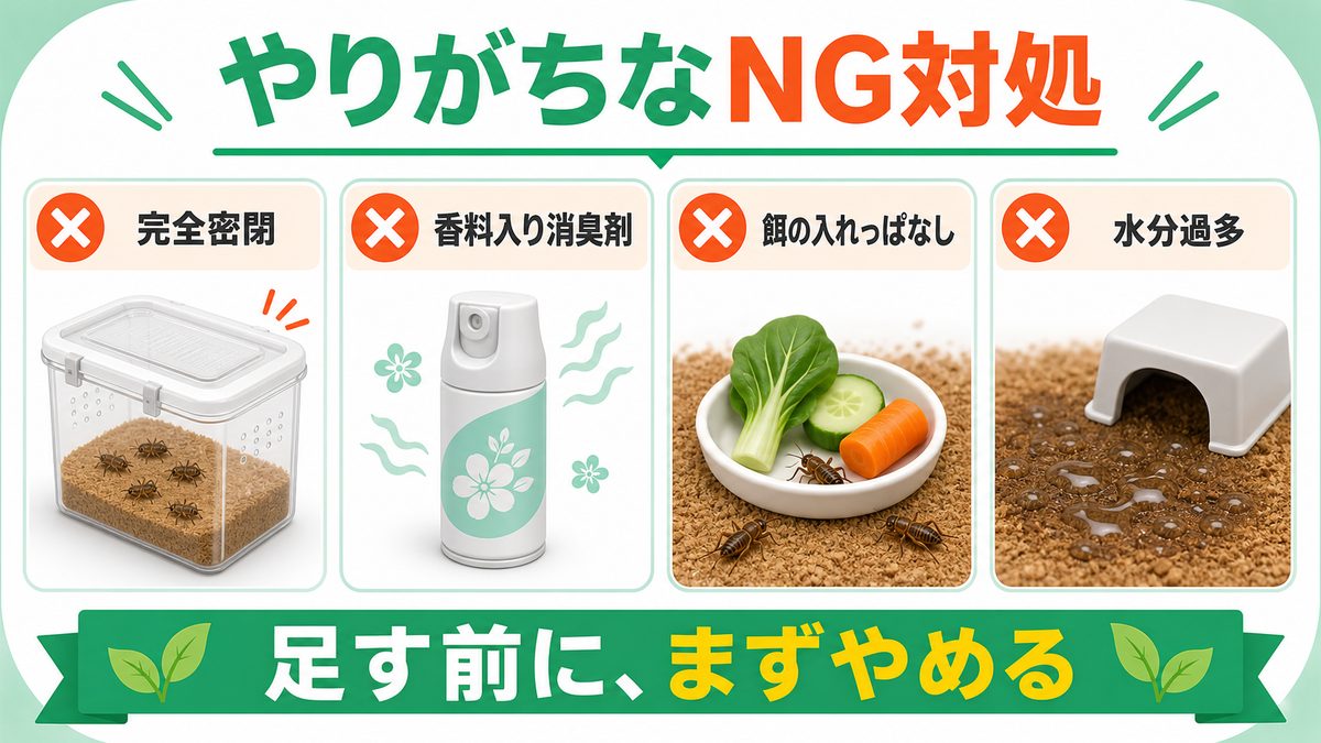 失敗しがちなNG対処の要点をまとめたカメレオン・爬虫類飼育インフォグラフィック